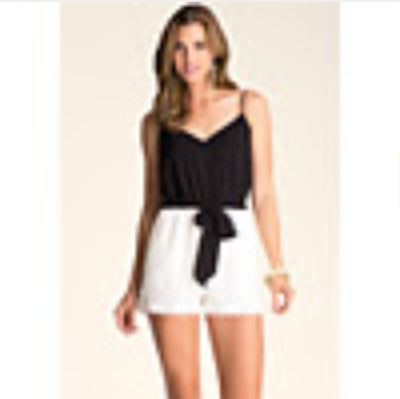 BEBE Glenda Romper Black & Egret White Size 2 (XS) - Picture 2 of 9